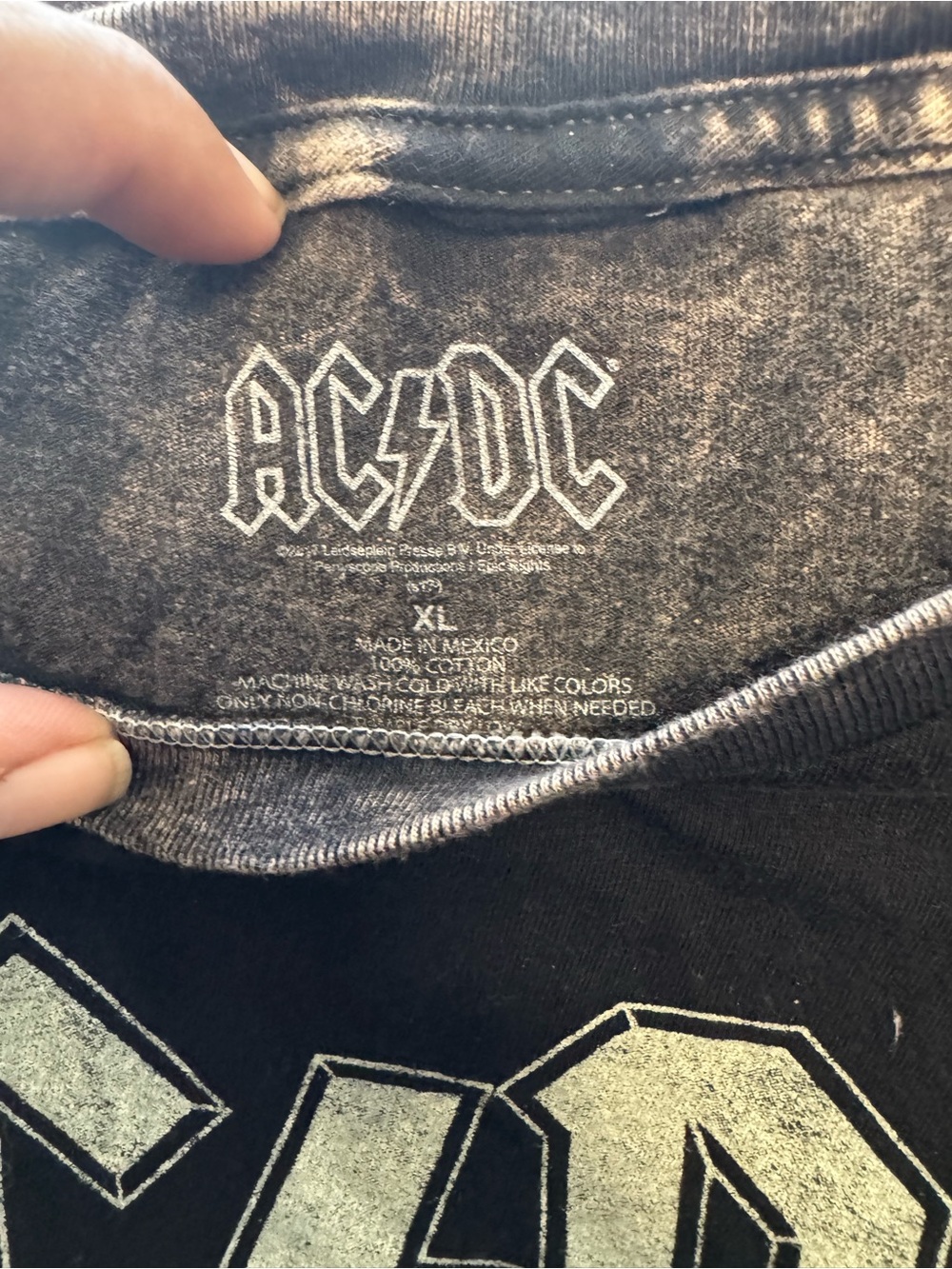 AC/DC Black and Silver Distressed Logo Tee - Picture 2 of 2